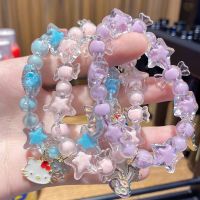 Sanrio Anime Hello Kitty Bracelet Sweet Girl Star Candy Crystal Beads Cartoon Cute Cinnamonroll Bracelet Friend Gift Jewelry