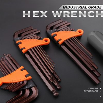 ✱☎❡ 9 Tool Pieces Set Metric Hexagon Wrench 1.5mm-10mm Ball Double-headed Hexagon L-shaped Screwdriver Hand Wrench Flat Universal