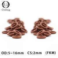 ❈ 5PCS/lot Fluorine rubber Ring Brown FKM O ring Seal OD5/6/7/8/9/10/11/12/13/14/15/16x2mm Rubber O-Ring Seal Ring Gaskets Washer