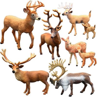 Solid simulation toy animals wild animal models suit white-tailed deer elk Christmas reindeer gifts furnishing articles