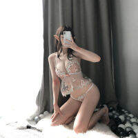 Emotional underwear sexy lace embroidery hollow tulle skirt outfit backless see-through temptation home night skirt suit