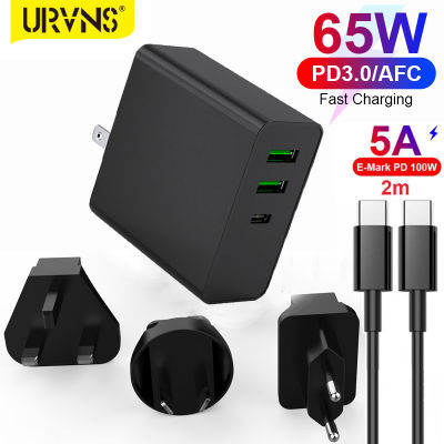 URVNS 65W TYPE-C USB-C Power Adapter,1Port PD65W45W Charger For USB C Laptop MacBook Pro iPad Pro,2port USB for Xiaomi iPhone