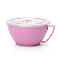 900ml Noodle Bowl With Lid Handle Stainless Steel Plastic Leak-Proof Food Container Rice Soup Bowls AI88