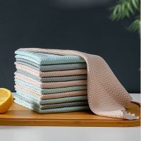 Wave Pattern Fish Scale Cloth Rag  Water Absorbable Glass Kitchen Cleaning Cloth Wipes Table chiffon de nettoyage 5/10pcs Dish Cloth  Towels