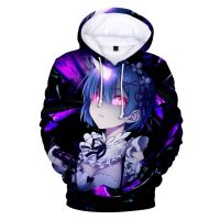 Re Zero-Sudadera con capucha para hombre y mujer, chaqueta con capucha, Jersey, abrigo, ropa para niña, Rem y Ram, sudaderas con capucha de Anime japonés