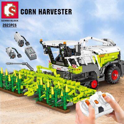 SEMBO BLOCK Farm Tractor 2023PCS TECHNICAL Corn Harvester RC Building Blocks City Car Vehicle Bricks Construction Toys