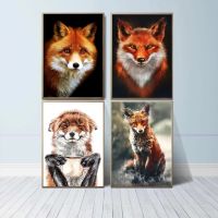 Red Fox Animal Art ภาพวาดผ้าใบโปสเตอร์และภาพพิมพ์ภาพจิตรกรรมฝาผนังสำหรับห้องเด็ก Wall Art ภาพตกแต่งบ้าน-คุณภาพสูงและราคาไม่แพง