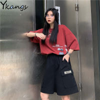 Plus Size Joggers Cargo Sport Shorts for Women Running Casual Big Pockets Baggy Wide Leg Harajuku Summer 2020 Shorts Women Sport