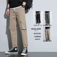 กางเกงคาร์โก้สำหรับผู้ชายกางเกงคาร์โก้ผู้ชาย HUILISHI 28-36size แฟชั่นของผู้ชายตรงลำลองมีกระเป๋า6กางเกงคาร์โก้แบบหลวม