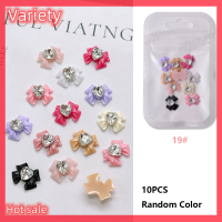 Variety ✨Hot Sale✨ เครื่องประดับโบว์เรซิ่นตกแต่งเล็บ10ชิ้น ชิ้นริบบิ้นสีดำสีขาว3D ยาวเครื่องประดับโบว์เล็บเครื่องประดับการออกแบบเครื่องประดับเครื่องประดับ DIY