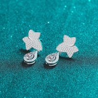 Elegant Style 1 Carat Moissanite Water Drop Shape Earrings for Female 925 Sterling Silver Party Earrings Friend Gift