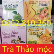 1 GÓI LẺ KELLY DETOX TRÀ GIẢM CÂN CÁC VỊ ĐÀO TÁO XANH TRÀ XOÀI VANG NHO