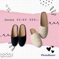 รองเท้าแตะลูกไม้เปิดส้น 42-44 Half lace slip-on