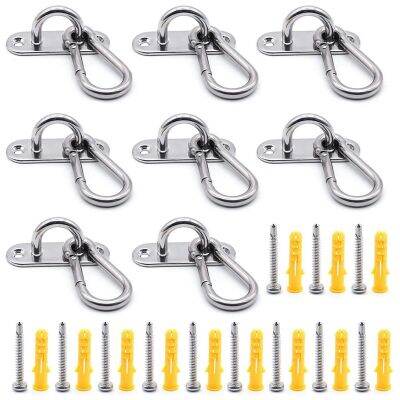 M6 Heavy Duty Stainless Steel Ceiling Hook and Carabiner with Eyelets,for Hanging Chair,Awning and Ship Deck