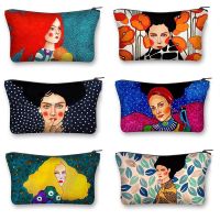 【YD】 Fashion Painting Print Woman Makeup Storage Afro Holder