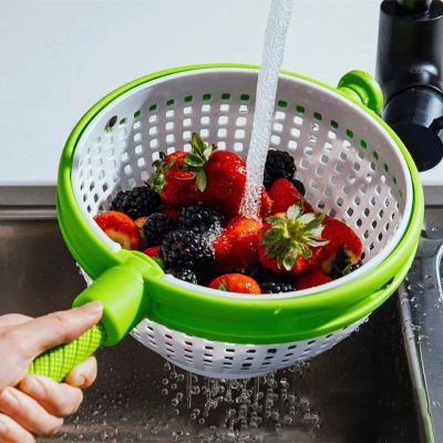 卐◑◇ Colander Drainer Basket Vegetable Fruit Water Drainer Basket Spinner Non-Scratch Spinning Water Drainer Basket Kitchen Strainer