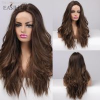 EASIHAIR Long Brown Lace Front Wig Synthetic Wigs Baby Hair Women Lace Wig Natural High Density Heat Resistant Wavy Cosplay Wig [ Hot sell ] ea1voy