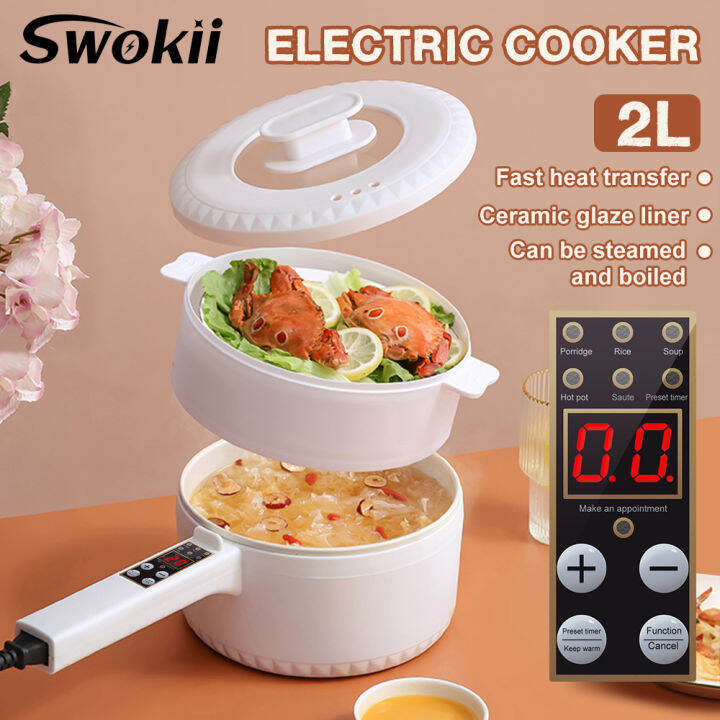 Swokii 700W Electric Multi Cookers, 2L Electric Hot Pot, Upgraded Non