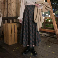 Plaid Skirt Womens Autumn and Winter New High-waist Mid-length Umbrella Skirt Is Thin and Wild A-line Big Swing Skirt