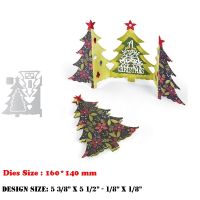 New Arrival Merry Christmas Tree Fold-a-Long Metal Cutting Dies For 2022 Scrapbooking Noel Gate-fold Stencils Frame Card Making