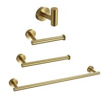 Bathroom Hardware Set 4 Piece Bath Accessories Set Wall Mount Includes 24" Towel Bar Toilet Paper Holder Towel Ring Hooks SUS304 Toilet Roll Holders