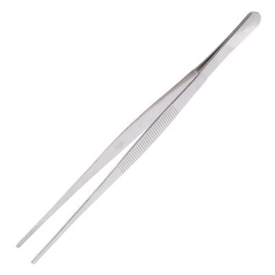 Hospital Home Stainless Steel Straight Tweezers Forceps Handy Tool 9.6" Long