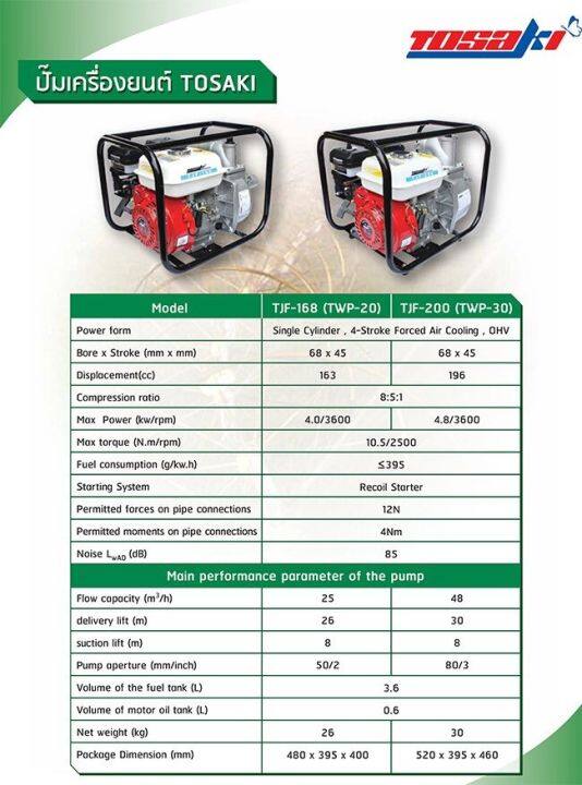 ปั๊มน้ำtosaki-water-pump-3-นิ้ว-พร้อมเครื่องยนต์-รุ่น-twp30