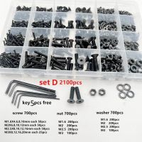 400/2100 Buah M1.6 M2 M2.5 M3 M4 M5 Hitam Kelas 10.9 Baja Hex Hexagon Soket Datar Countersunk Kepala Sekrup Baut Mur Washer Set Kit