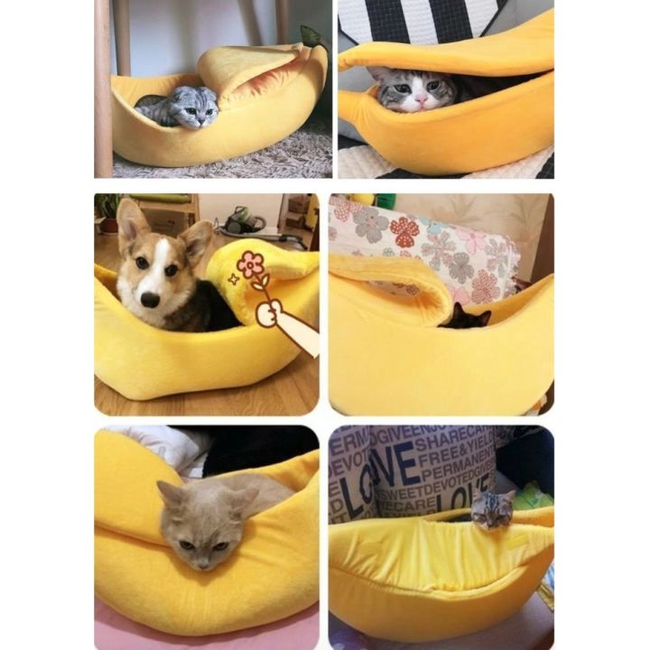 smilewil-ที่นอนกล้วย-บ้านแมว-บ้านสุนัข-ที่นอนกล้วย-ที่นอนสัตว์เลี้ยง-เบาะนอนนุ่มนิ่ม