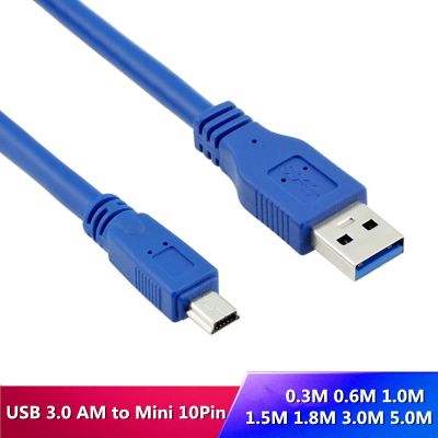 USB 3.0 A laki-laki Ke Mini 10Pin B kabel ekstensi USB 3.0 A laki-laki ke Mini kabel USB 0.3M/0.6M/1M/1.5M/1.8M/3M/5M 1FT 2 kaki 5 kaki 6 kaki