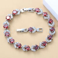 Silver Color Dazzling Red Garnet celet Health Fashion Jewelry For Women Free Jewelry Box SL116