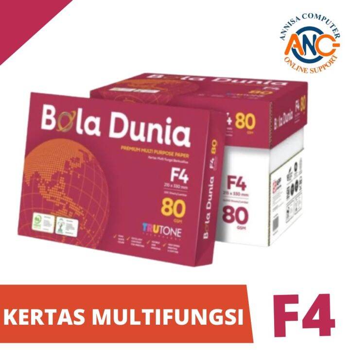 Kertas Hvs Bola Dunia F4 80 Gsm 1 Rim 500 Lembar Setara Sinar Dunia