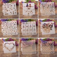 9pcs/set Heart Airbrush Painting Stencil DIY Scrapbooking Album Craft Reusable