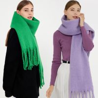 Winter Shawl and Wrap Bandana Pashmina Tassel Female Foulard Thick Blanket Luxury Cashmere Bright Solid Colors Women Scarf