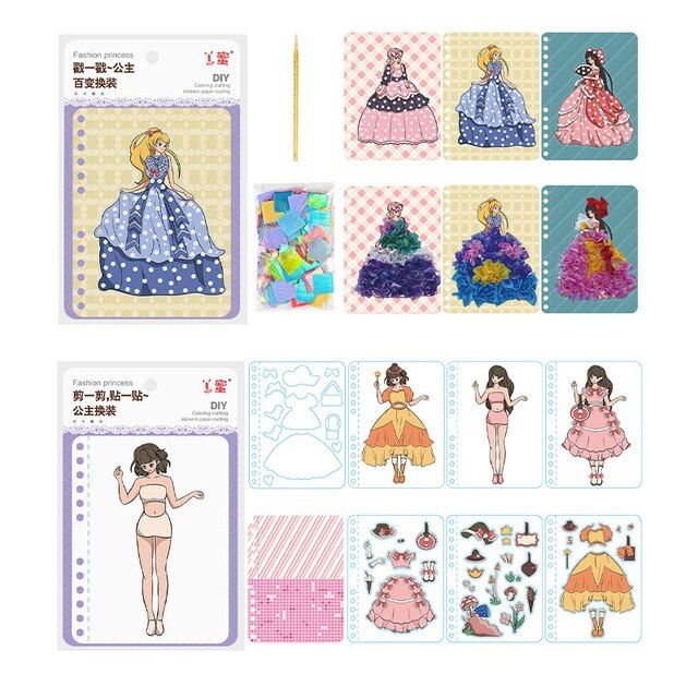 drawing-dress-up-stickers-book-diy-paint-girls-toys-kid-art-poking-princess-handmade-educational-coloring-children-learning-gift