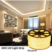 SMD 2835ไฟ LED Strip 12V กันน้ำ Warm White 1M-5M 60LED /M TV Backlight ไฟ LED แบบยืดหยุ่น DIY Light Home Light