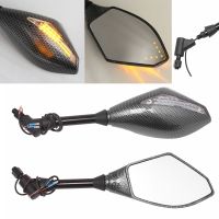 2 X LED Turn Lights Side Mirrors with LED Turn Signal Indicator 10mm Motorcycle Rearview Mirror For Honda Suzuki Yamaha Ducati Mirrors