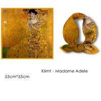 {Warm scarf}คลาสสิก Klimt Madame Adele โพลีเอสเตอร์ผ้าพันคอ53ซม. สีเหลืองผ้าพันคอผ้าไหม Foulard Cheveux Office Lady ผ้าพันคอซาติน Hijab