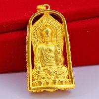 ZZOOI Real 999  Gold 24K Gold color Electroplated Buddha pendant for men bro father Pure Wedding gold chain necklace Fine Jewelry Gift