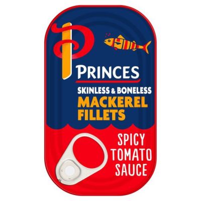 Import Foods🔹 Princes Mackerel Fillets in spicy tomato sauce 125g  ปริ๊นท์ ปลาแมคเคอเรลไร้หนังไร้ก้างในน้ำซอสมะเขือเทศเผ็ด 125 กรัม