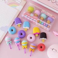 free shipping 12packs Cute Lollipop Icecream Popsicle Donuts Children Erasers For Kids Gift Creative Pencil Rubber Eraser