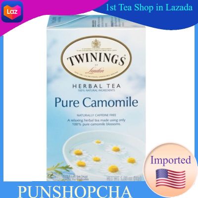 ชา​Twinings, Herbal Tea, Pure Camomile, Caffeine Free, 20Tea Bags,นำเข้าจากอเมริกา