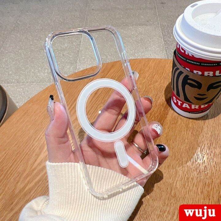 wuju-เคสโทรศัพท์มือถืออะคริลิคใส-แบบแข็ง-แม่เหล็ก-กันกระแทก-สําหรับ-iphone-12-13-14-mini-x-xr-xs-7-8