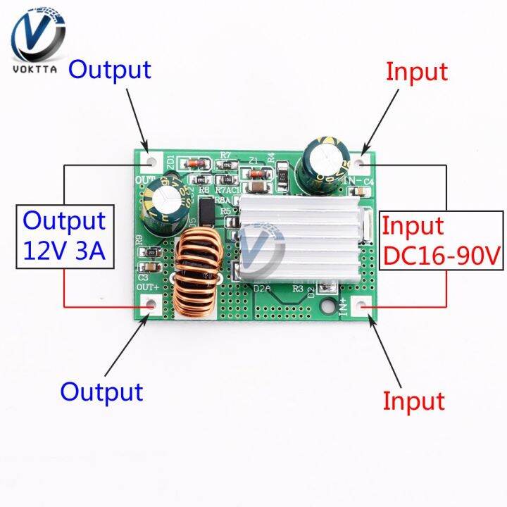 free-shipping-dc-step-down-โมดูลแหล่งจ่ายไฟ-buck-converter-16v-24v-36v-48v-72v-90v-ถึง12v-3a-non-isolated-stabilizer-regulator-โมดูล