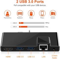 [Hexna] Surface Go Docking Station 4K USB C Hub HDMI Adapter 5 In 1 Type C 1000M RJ45 Ethernet 2พอร์ต USB 3.0,เอาต์พุตเสียงไมโครโฟน (ชุดหูฟัง) สำหรับ Surface Go(2018)