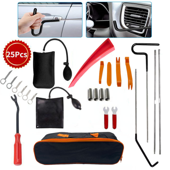 Car Tool Car Window Door Key Anti Lost Kit Inflatable Air Pump Air Wedge  Non Marring Wedge with Long Reach Grabber for Car Truck