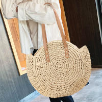 Woven Round Shoulder Leisure Straw Crossbody Bag Holiday Beach Hand Summer Vacation Bags for Women Tote Handbag