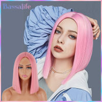 [Bassalife]Middle Point Without Bangs Female Shoulder-Length Bobo Head Short Straight Hair Breathable Fashion Foreign Trade Full Headgear Wig