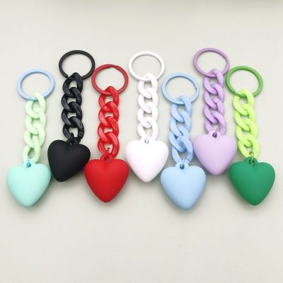 Handmade Acrylic Plastic Link Chain Keychain Handmade Heart Key Ring For Women Girls Handbag Pendant Accessorie Jewelry Gifts Key Chains