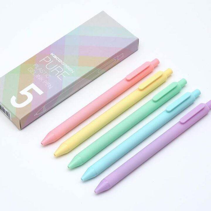 5pcs-macaron-pure-gel-pen-set-soft-candy-touch-body-0-5mm-ballpoint-black-color-ink-pens-for-writing-gift-office-school-a6696-pens